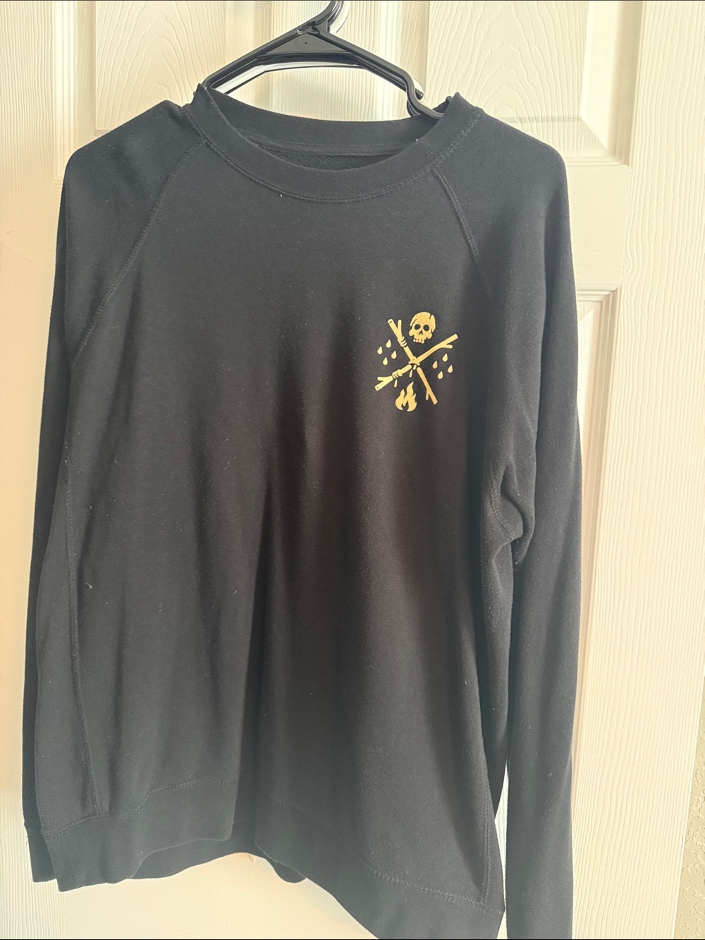 Men's Black Sweatshirt with Gold Skull Graphic